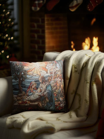 Këllëf jastëku dekorativ me motive krishtlindje pa mbushje