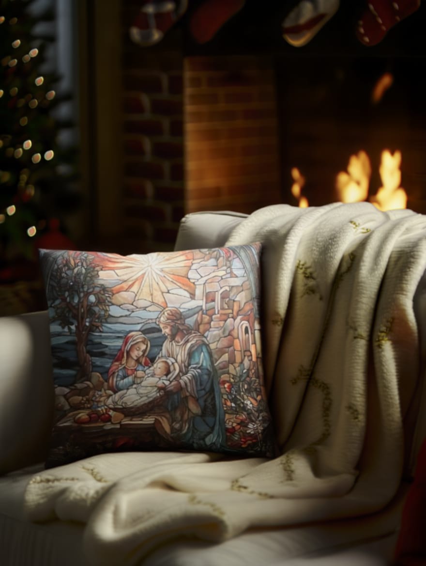 Këllëf jastëku dekorativ me motive krishtlindje pa mbushje