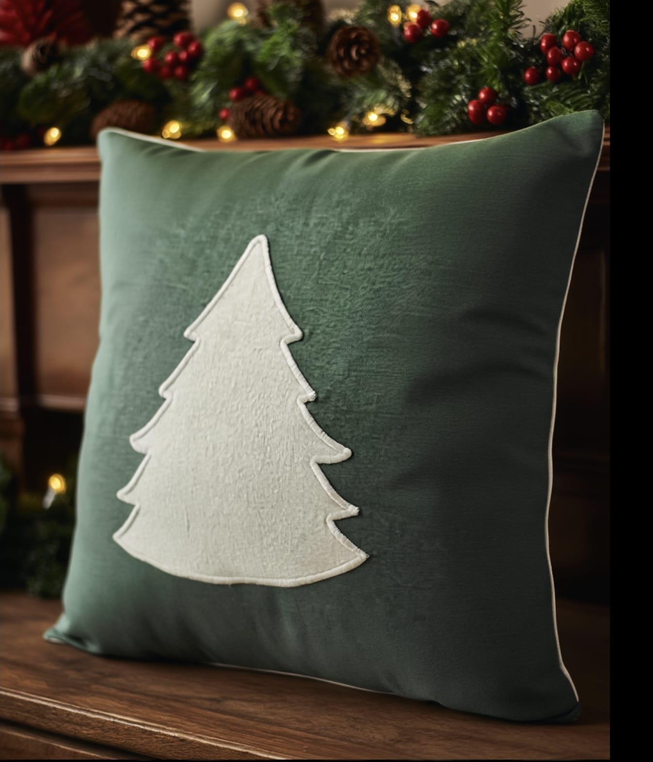 Jastëk dekorativ festiv me qëndisje dhe kordon