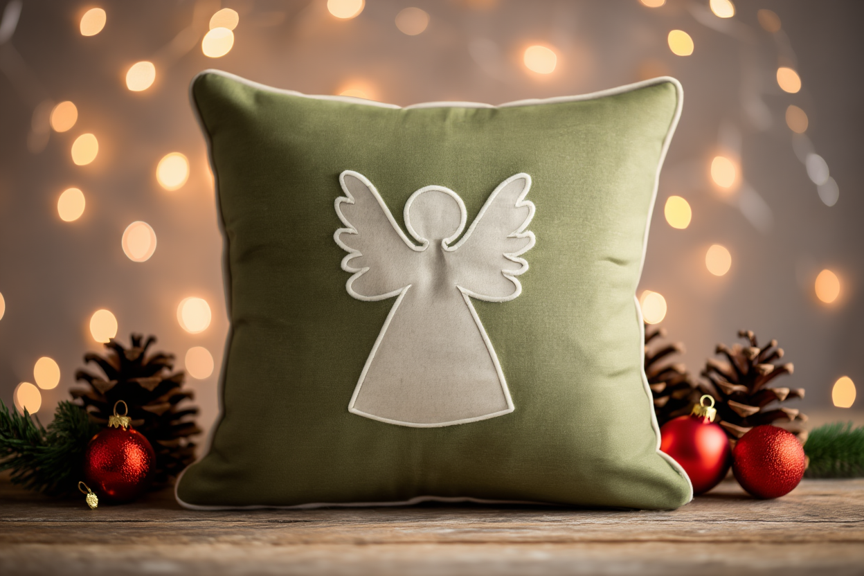 Jastëk dekorativ festiv me qëndisje dhe kordon