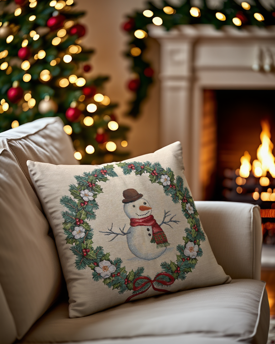 Këllëf jastëku dekorativ me motive Krishtlindjesh