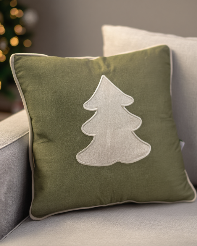 Jastëk dekorativ festiv me qëndisje dhe kordon