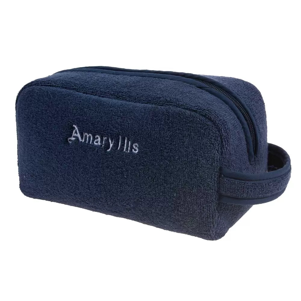 Çantë tualeti nga peshqir pambuku, ngjyrë blu, me dorezë