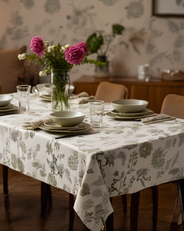 Mbulese tavoline me lule në ngjyra neutrale