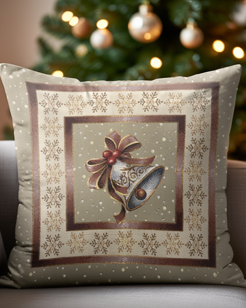 Këllëf jastëku dekorativ me Këmbanë Krishtlindjesh