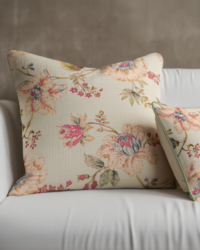 Jastëk Dekorativ me Lule me Kordon Jeshil