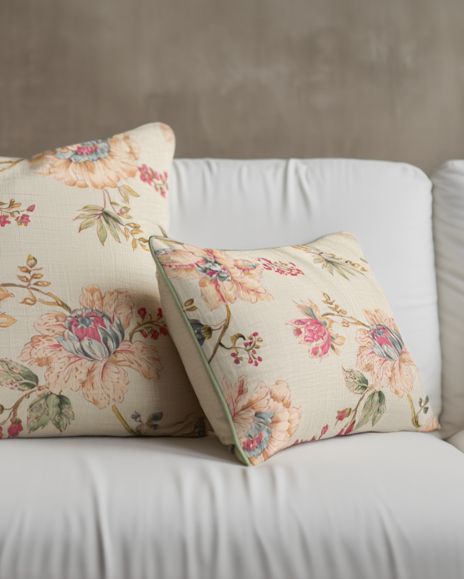 Jastëk Dekorativ me Lule me Kordon Jeshil