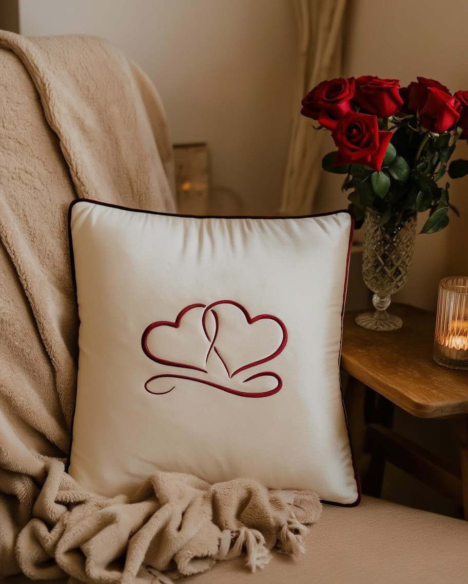 Jastëk dekorativ festiv velvet me qëndisje dhe kordon