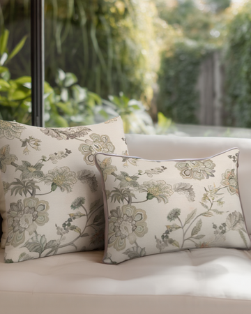 Jastëk Dekorativ me Lule me Kordon Jeshil