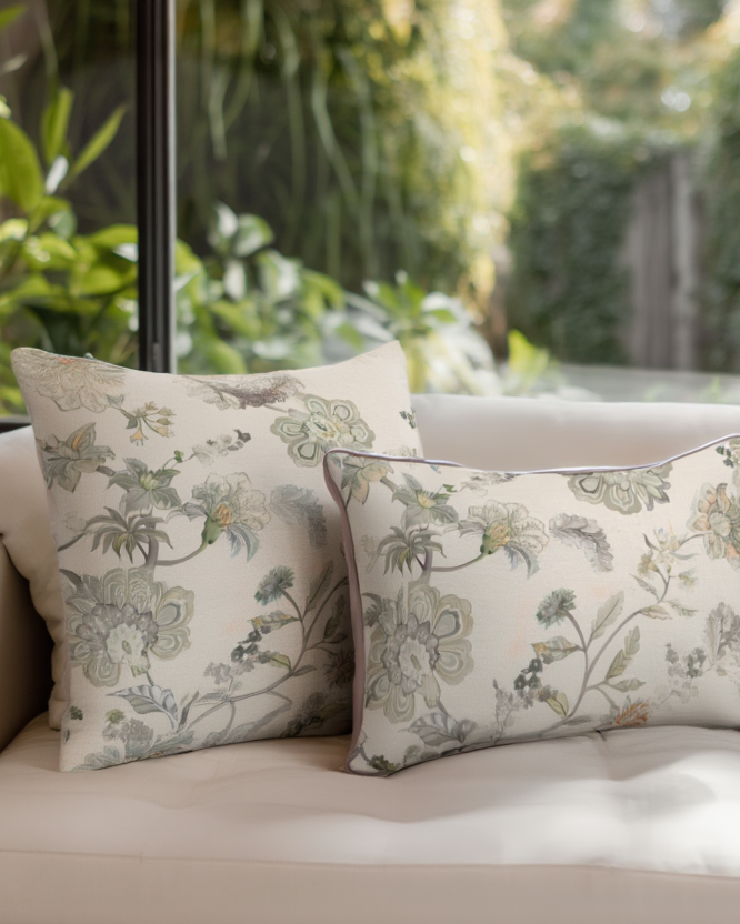 Jastëk Dekorativ me Lule me Kordon Jeshil