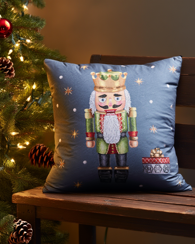 Këllëf jastëku dekorativ me motive Krishtlindjesh