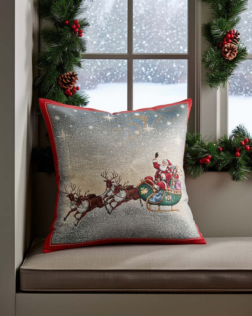 Këllëf jastëku dekorativ me motive Krishtlindjesh