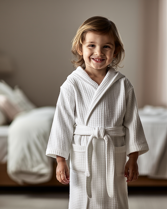 Robdishan për fëmijë pambuku me endje waffle