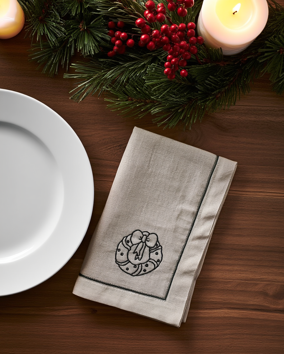 Pecetë Tavoline Lino me qëndisje