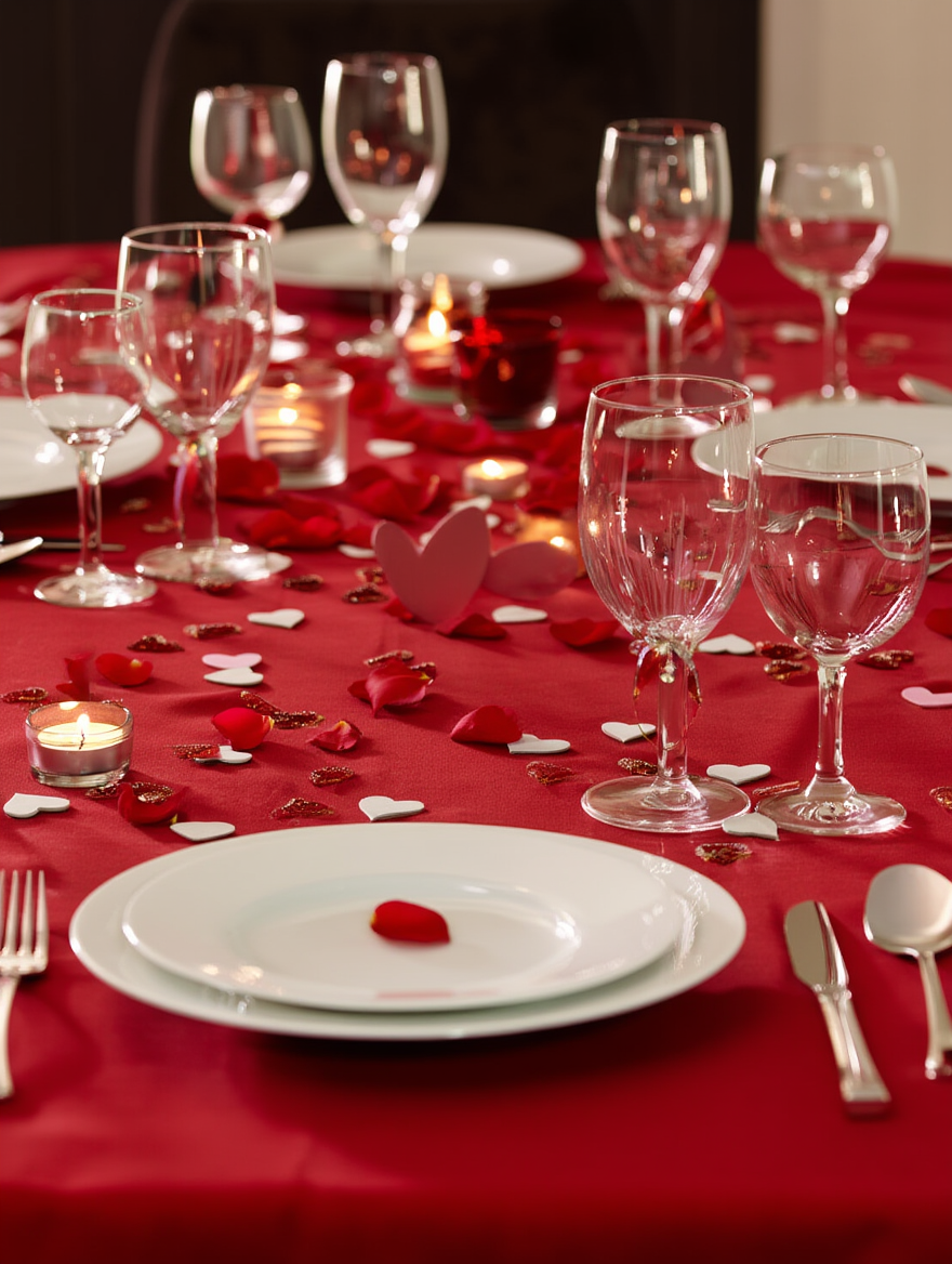 Mbulesë Tavoline e Kuqe Festive