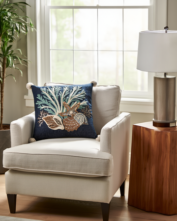 Jastëk Dekorativ Xhinse në ngjyrë blu korale