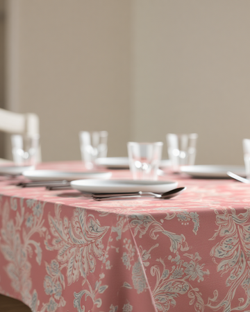 Mbulese tavoline klasik floral në nuanca rozë të pluhurosur