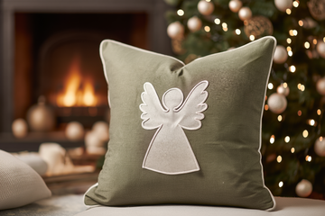 Jastëk dekorativ festiv me qëndisje dhe kordon