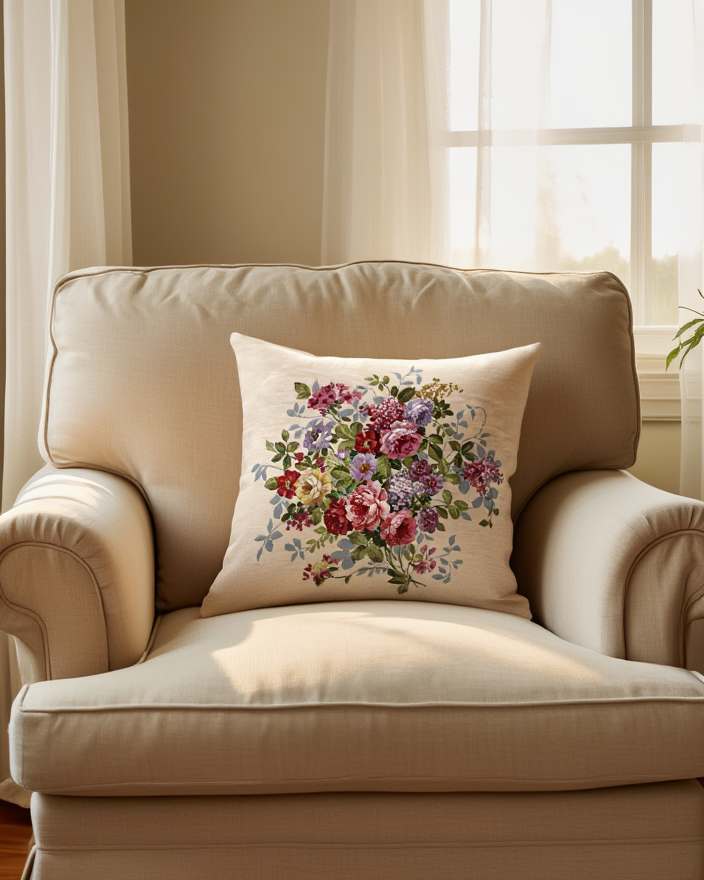 Jastëk Dekorativ me Motive Lulesh