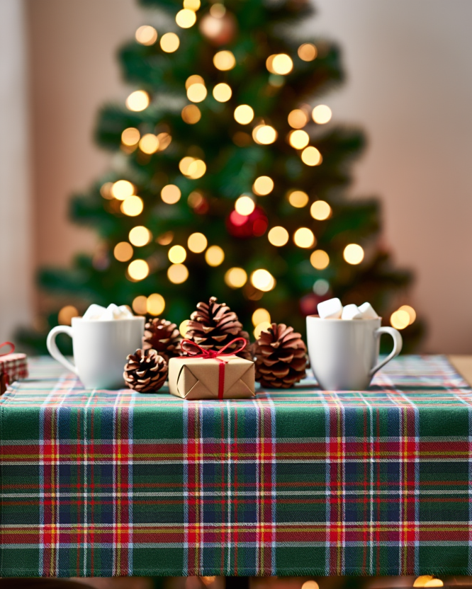 Mbulesë Tavoline Krishtlindjeje me kuadrate