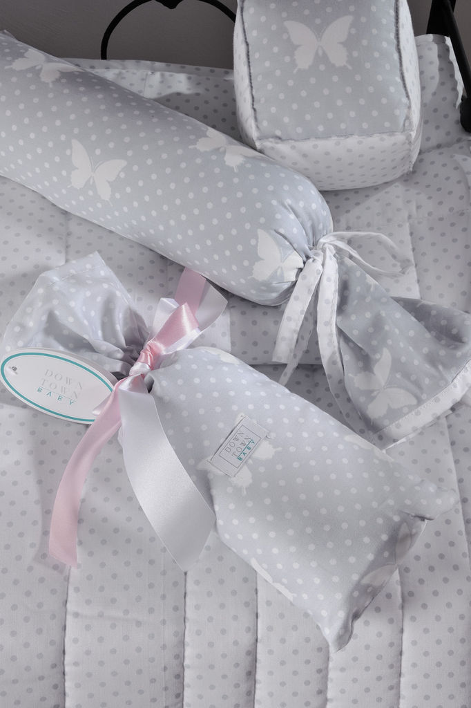 BUTTERFLY DOTS GREY DES.686 Set Çarçafi për Bebe