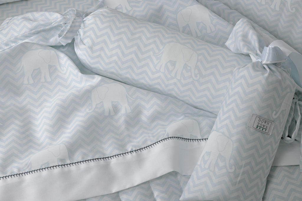 ELEPHANTS BLUE DES.687 Set Çarçafi për Bebe