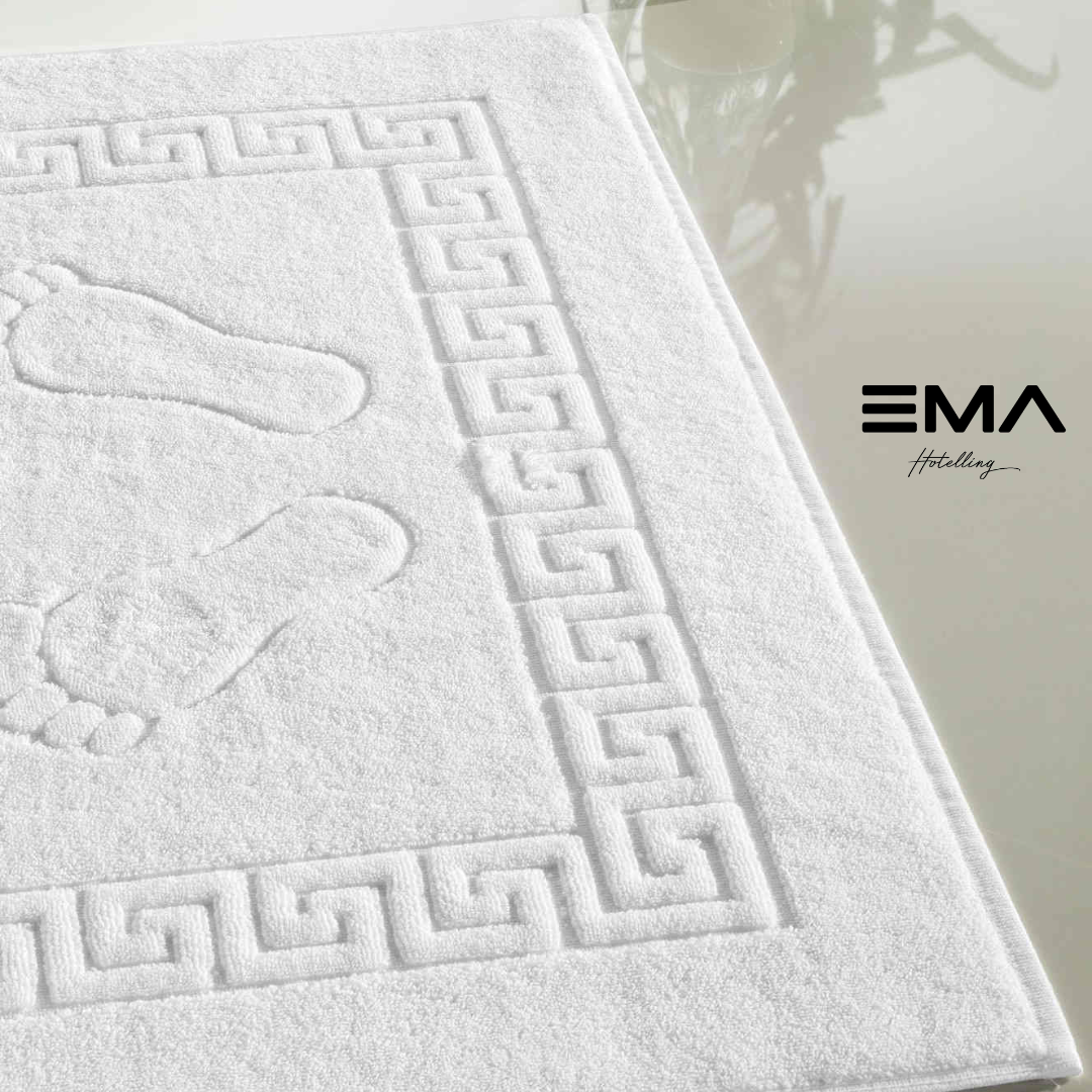 PESHQIRE KEMBESH GREEK BORDER JACQUARD WHITE 600 GSM