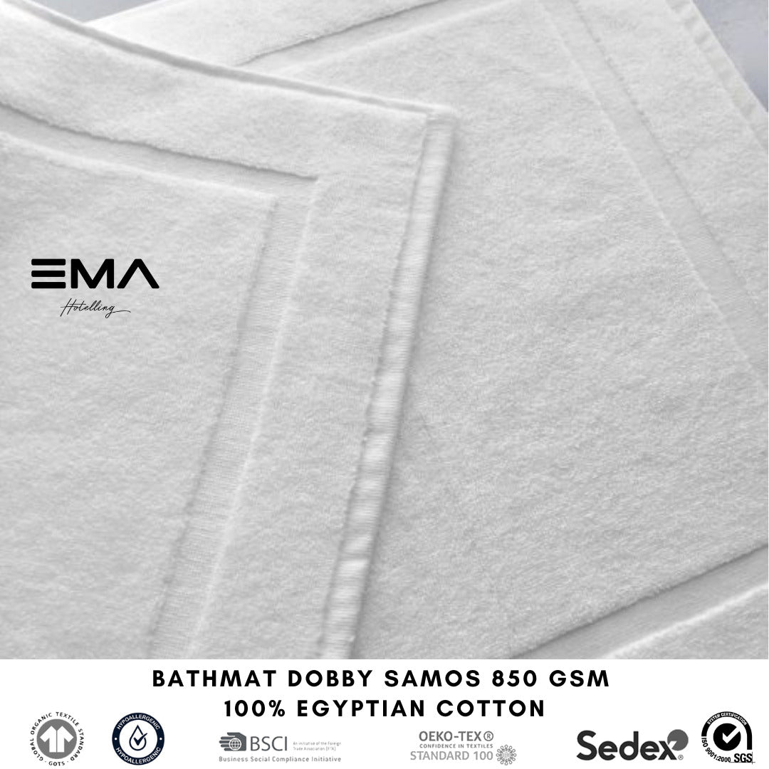 PESHQIRE KEMBESH DOBBY SAMOS WHITE 850 GSM