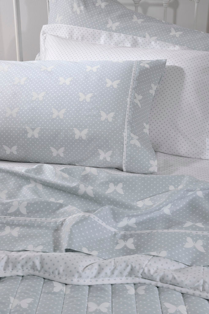 BUTTERFLY DOTS GREY DES.686 Set Çarçafi Tek